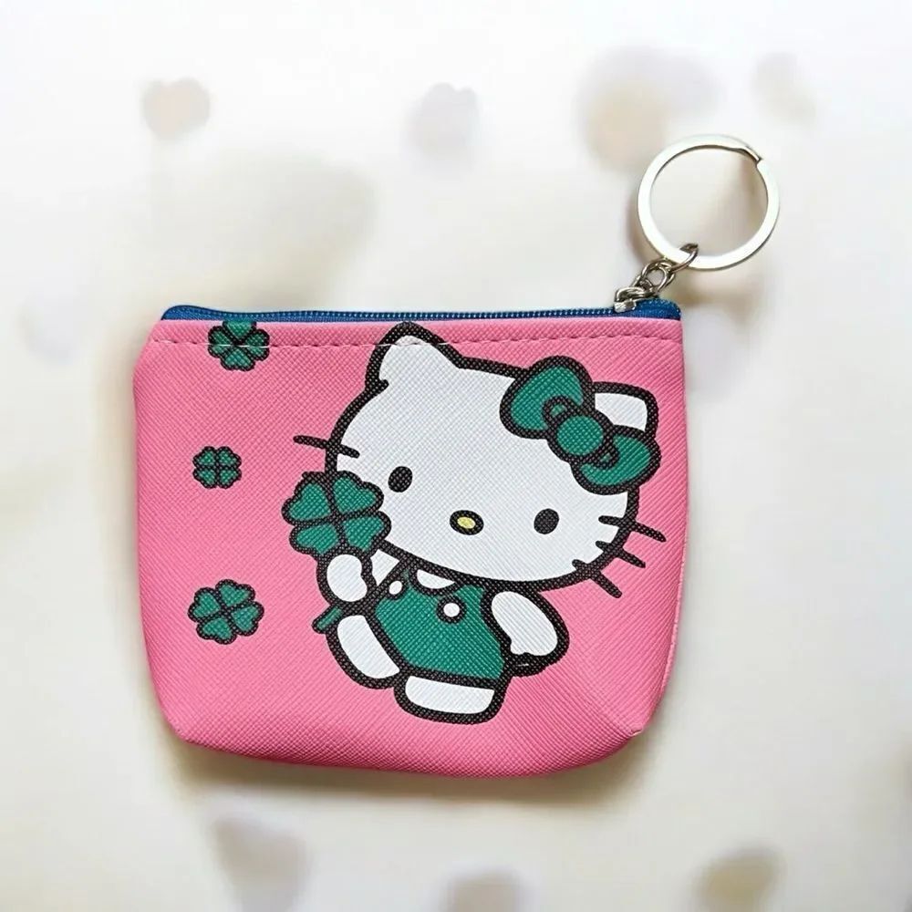 🤯5/$25🤯 Hello Kitty Green Clover Coin Purse Keychain
